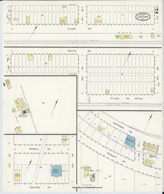 Sanborn Fire Insurance Map from Cotter, Baxter County, Arkansas (1913), Sheet #0002 - Historic Sanborn Fire Insurance Map Print, vintage old map wall art, antique decor, genealogy gift, Arkansas Arkansas map