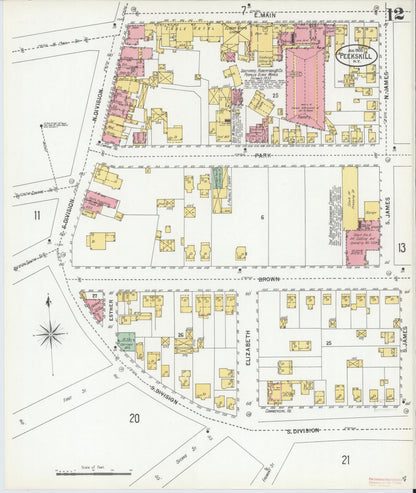 Sanborn Fire Insurance Map from Peekskill, Westchester County, New York (1900), Sheet #0012 - Complete Map Set gallery image, historic Sanborn map, vintage wall art, New York New York
