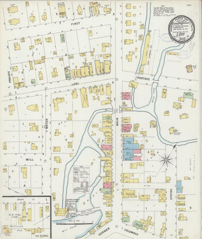 Sanborn Fire Insurance Map from Lodi, Columbia County, Wisconsin (1898), Sheet #0001 - Historic Sanborn Fire Insurance Map Print, vintage old map wall art, antique decor, genealogy gift, Wisconsin Wisconsin map