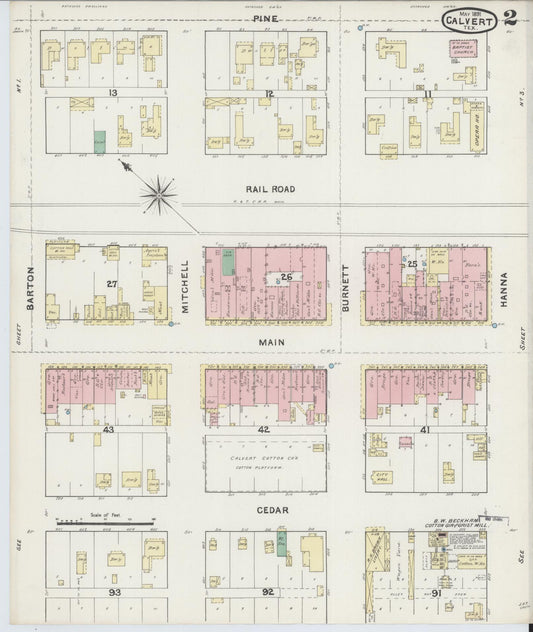 Sanborn Fire Insurance Map from Calvert, Robertson County, Texas (1891), Sheet #0002 - Historic Sanborn Fire Insurance Map Print, vintage old map wall art, antique decor, genealogy gift, Texas Texas map