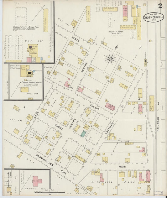 Sanborn Fire Insurance Map from Crothersville, Jackson County, Indiana (1895), Sheet #0002 - Historic Sanborn Fire Insurance Map Print, vintage old map wall art, antique decor, genealogy gift, Indiana Indiana map