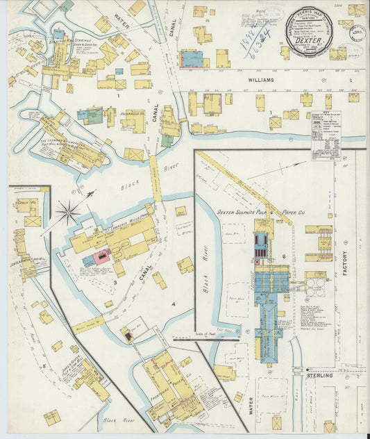 Sanborn Fire Insurance Map from Dexter, Jefferson County, New York (1898), Sheet #0001 - Historic Sanborn Fire Insurance Map Print, vintage old map wall art, antique decor, genealogy gift, New York New York map