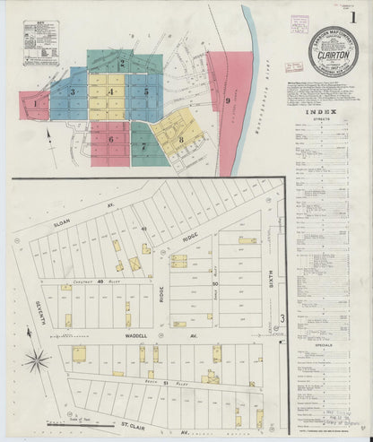 Sanborn Fire Insurance Map from Clairton, Allegheny County, Pennsylvania (1907), Sheet #0001 - Complete Map Set gallery image, historic Sanborn map, vintage wall art, Pennsylvania Pennsylvania