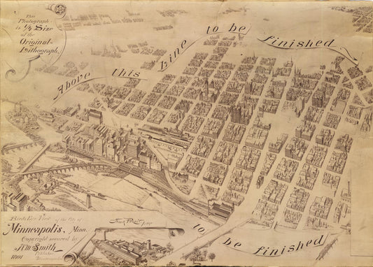 Birds eye view of the city of Minneapolis, Minn. (1891) – Historic Bird’s-Eye View Panorama Print