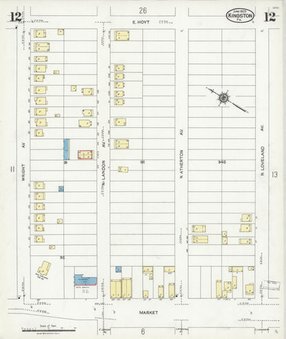 Sanborn Fire Insurance Map from Kingston, Luzerne County, Pennsylvania (1925), Sheet #0012 - Complete Map Set gallery image, historic Sanborn map, vintage wall art, Pennsylvania Pennsylvania
