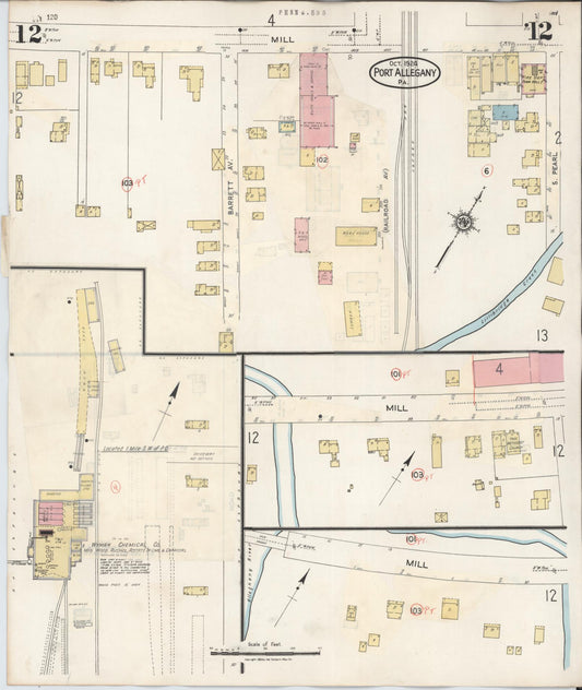 Sanborn Fire Insurance Map from Port Allegany, McKean County, Pennsylvania (1940), Sheet #0012 - Historic Sanborn Fire Insurance Map Print, vintage old map wall art, antique decor, genealogy gift, Pennsylvania Pennsylvania map