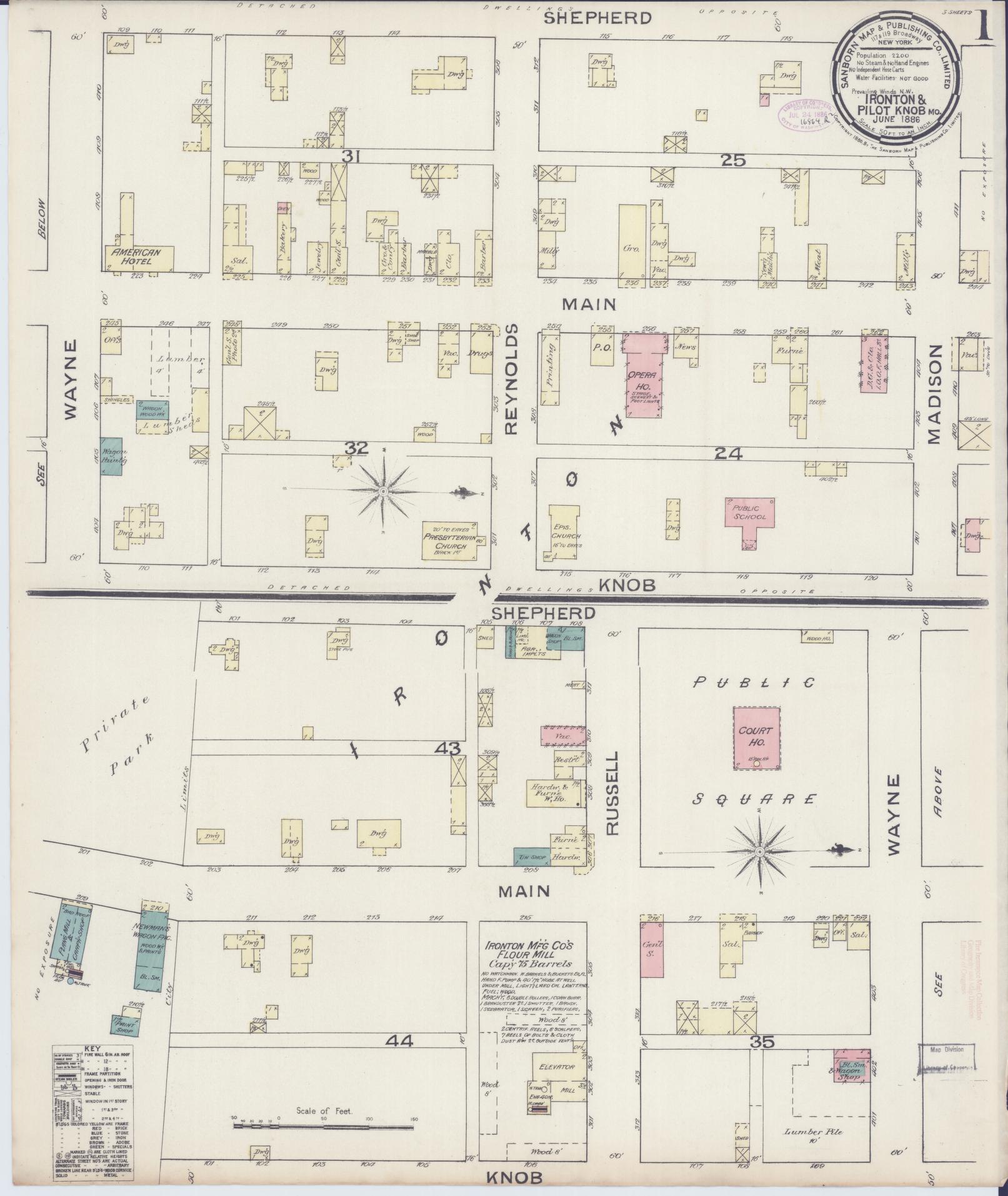 Sanborn Fire Insurance Map from Ironton, Iron County, Missouri. (1886) – Historic Sanborn Fire Insurance Map Print