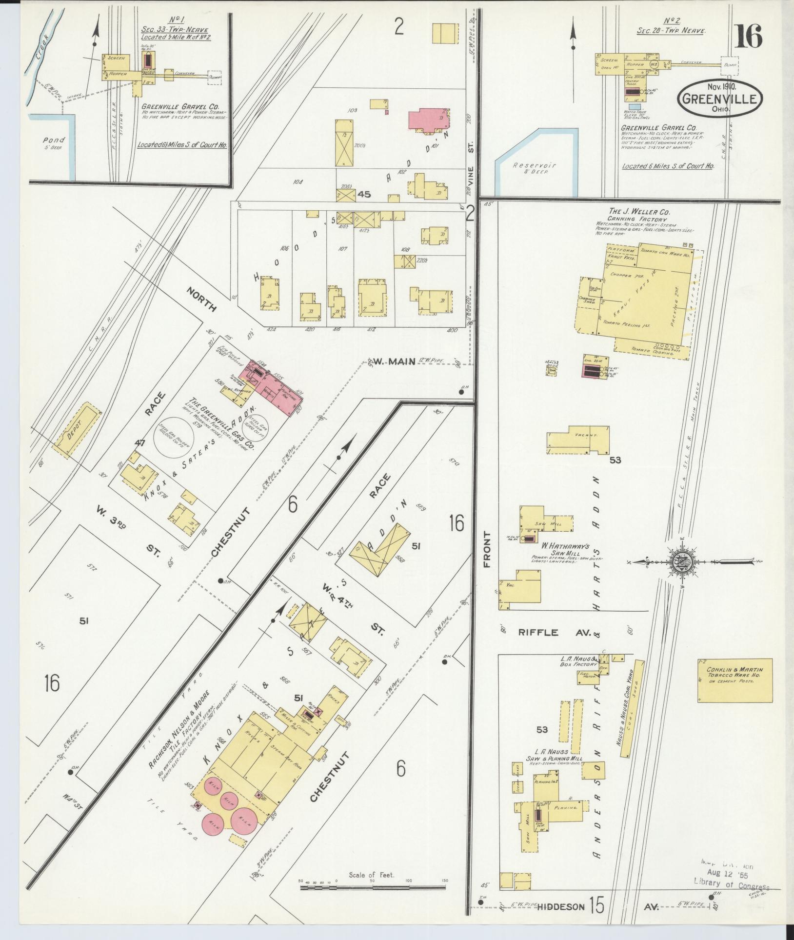 Sanborn Fire Insurance Map from Greenville, Darke County, Ohio (1910), Sheet #0016 - Complete Map Set gallery image, historic Sanborn map, vintage wall art, Ohio Ohio