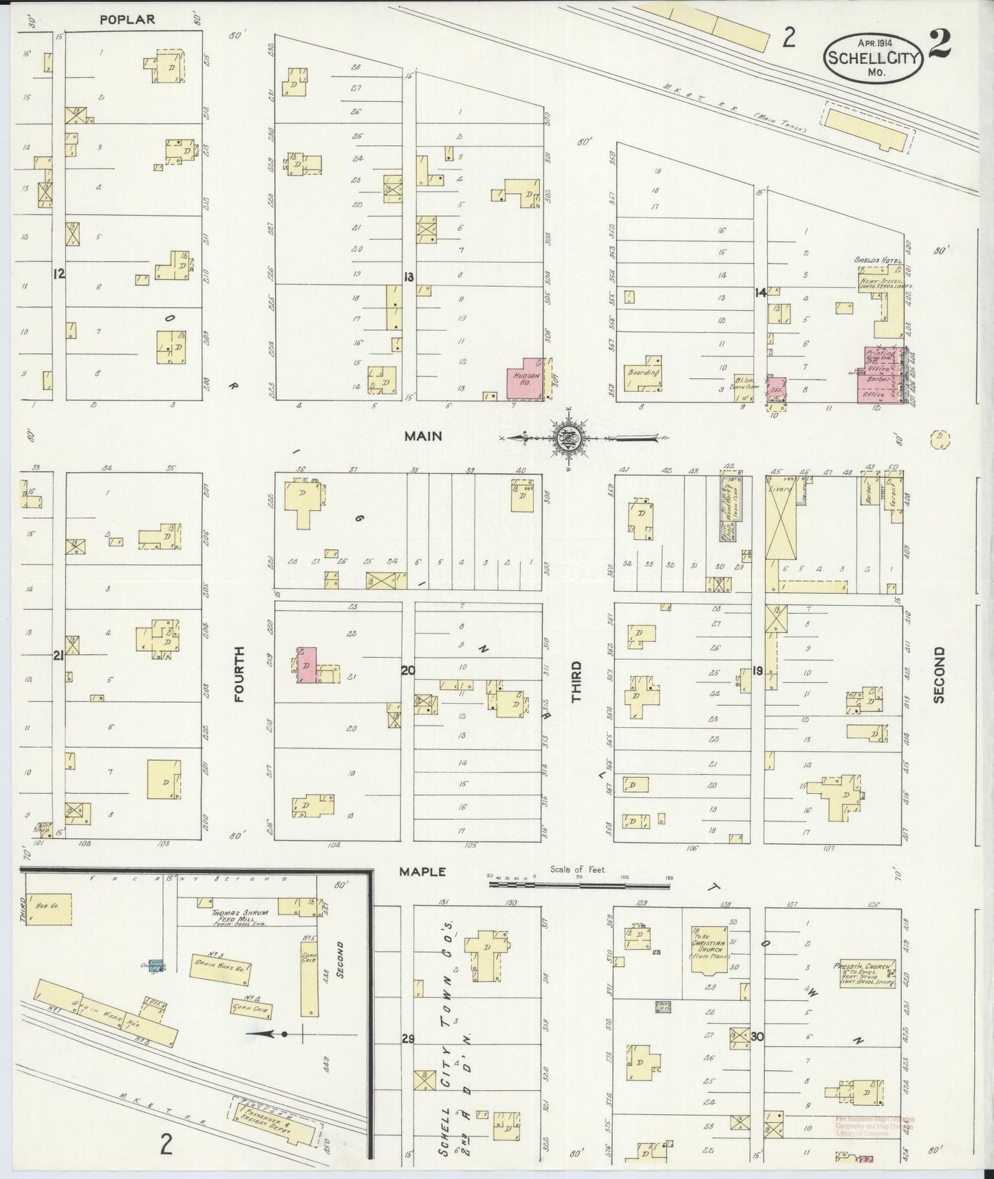 Sanborn Fire Insurance Map from Schell City, Vernon County, Missouri (1914), Sheet #0002 - Complete Map Set gallery image, historic Sanborn map, vintage wall art, Missouri Missouri