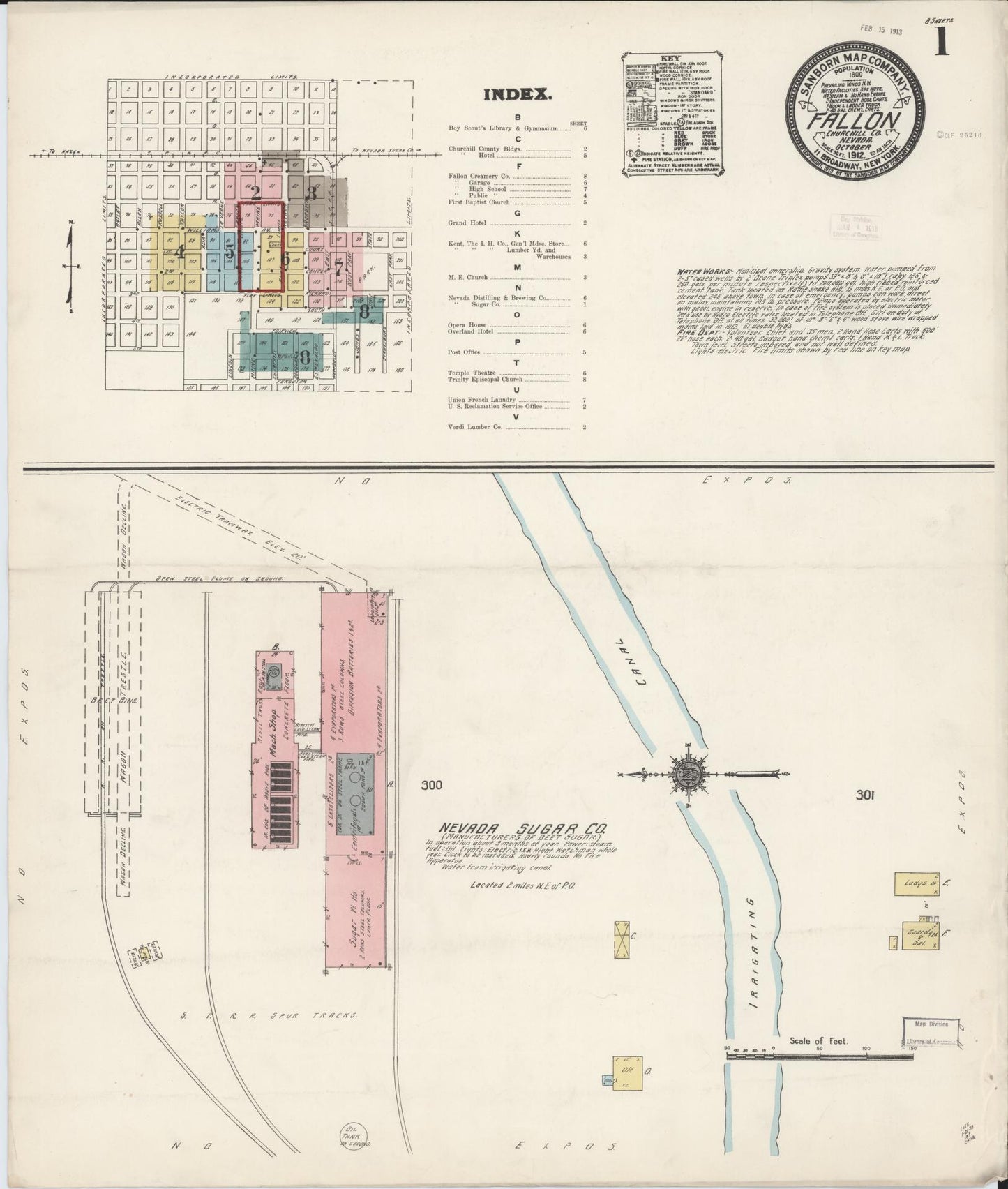 Sanborn Fire Insurance Map from Fallon, Churchill County, Nevada (1912), Sheet #0001 - Complete Map Set gallery image, historic Sanborn map, vintage wall art, Nevada Nevada