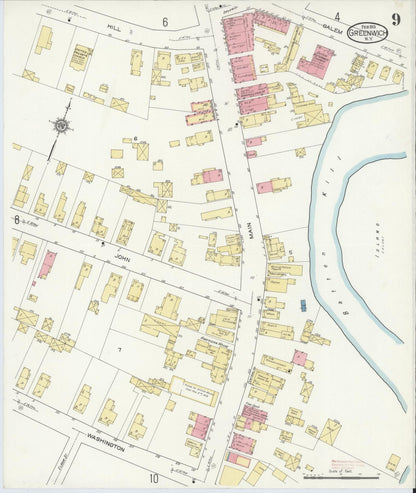 Sanborn Fire Insurance Map from Greenwich, Washington County, New York (1913), Sheet #0009 - Complete Map Set gallery image, historic Sanborn map, vintage wall art, New York New York