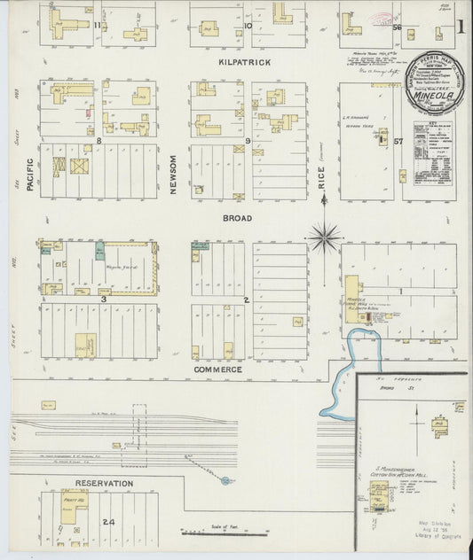 Sanborn Fire Insurance Map from Mineola, Wood County, Texas (1891), Sheet #0001 - Complete Map Set gallery image, historic Sanborn map, vintage wall art, Texas Texas
