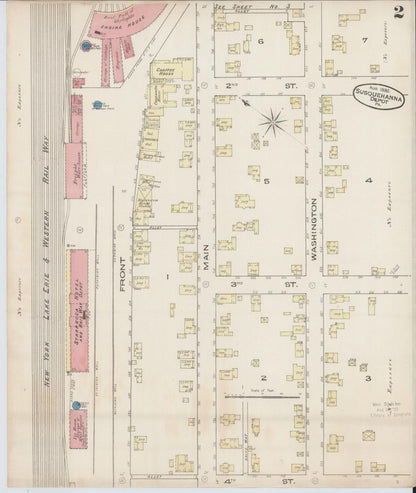 Sanborn Fire Insurance Map from Susquehanna, Susquehanna County, Pennsylvania (1885), Sheet #0002 - Historic Sanborn Fire Insurance Map Print, vintage old map wall art, antique decor, genealogy gift, Pennsylvania Pennsylvania map