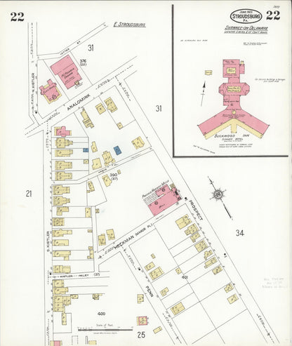 Sanborn Fire Insurance Map from Stroudsburg, Monroe County, Pennsylvania (1923), Sheet #0022 - Complete Map Set gallery image, historic Sanborn map, vintage wall art, Pennsylvania Pennsylvania