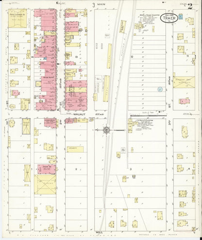 Sanborn Fire Insurance Map from Traer, Tama County, Iowa (1913), Sheet #0002 - Historic Sanborn Fire Insurance Map Print, vintage old map wall art