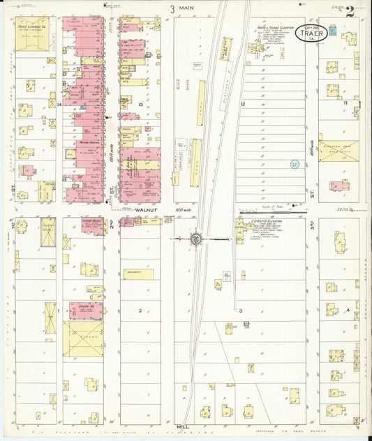 Sanborn Fire Insurance Map from Traer, Tama County, Iowa (1913), Sheet #0002 - Historic Sanborn Fire Insurance Map Print, vintage old map wall art
