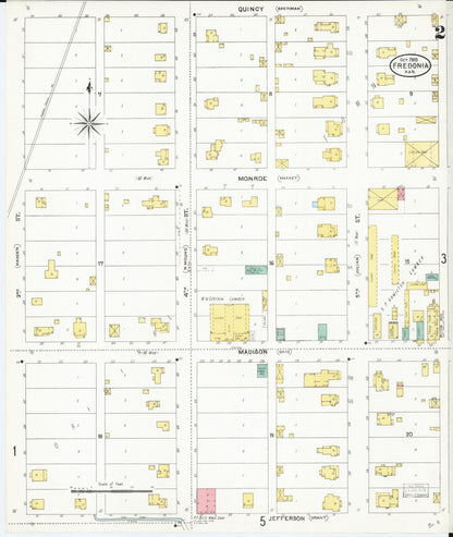 Sanborn Fire Insurance Map from Fredonia, Wilson County, Kansas (1905), Sheet #0002 - Complete Map Set gallery image, historic Sanborn map, vintage wall art, Kansas Kansas