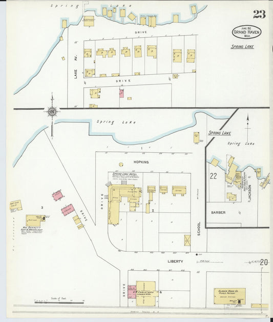 Sanborn Fire Insurance Map from Grand Haven, Ottawa County, Michigan (1912), Sheet #0023 - Historic Sanborn Fire Insurance Map Print, vintage old map wall art, antique decor, genealogy gift, Michigan Michigan map