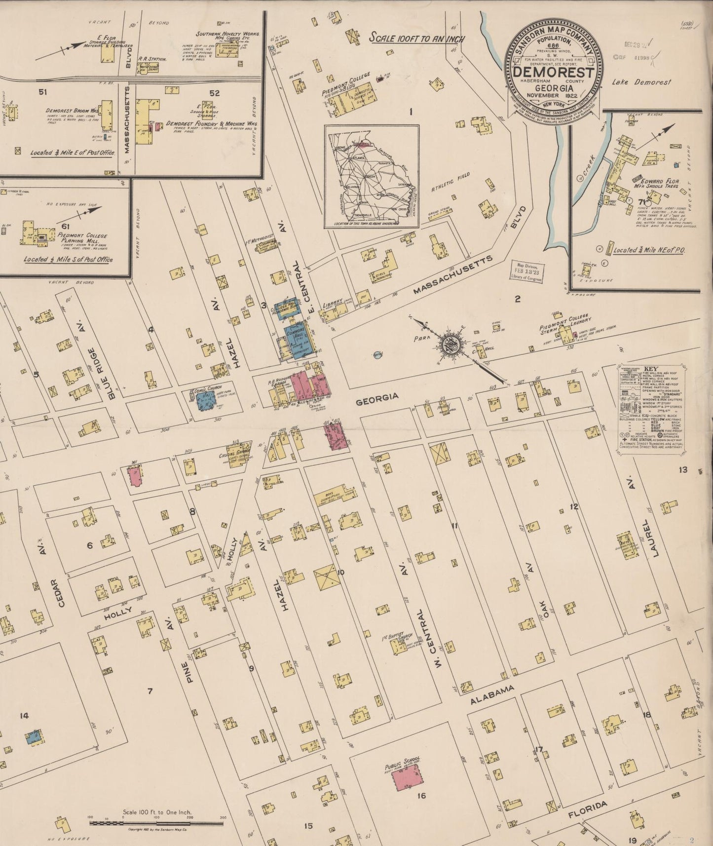 Sanborn Fire Insurance Map from Demorest, Habersham County, Georgia. (1922) – Historic Sanborn Fire Insurance Map Print