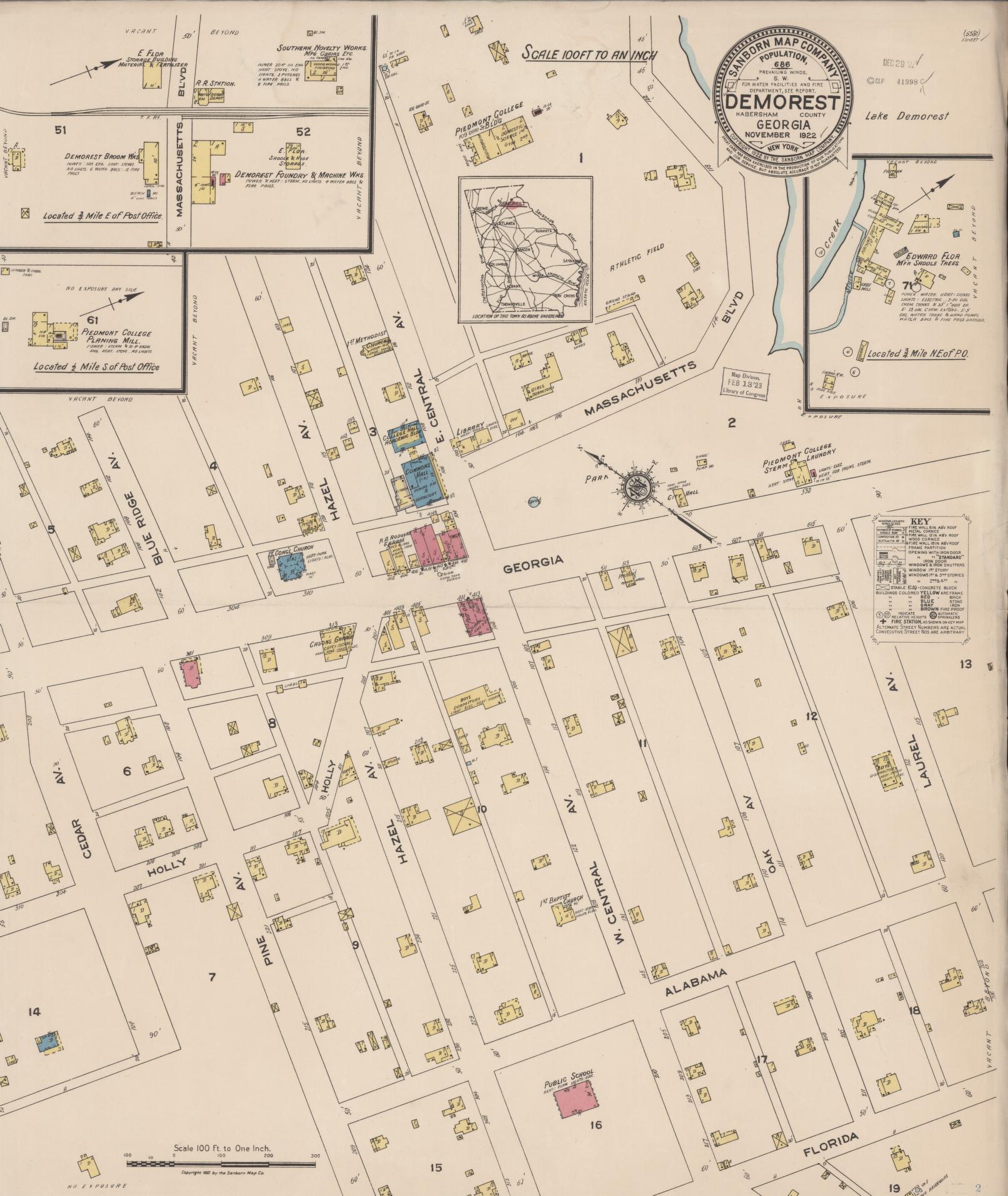 Sanborn Fire Insurance Map from Demorest, Habersham County, Georgia. (1922) – Historic Sanborn Fire Insurance Map Print