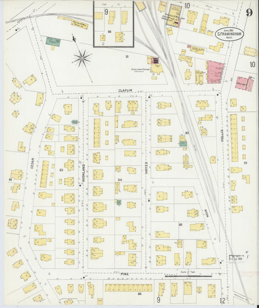 Sanborn Fire Insurance Map from South Farmington, Middlesex County, Massachusetts (1903), Sheet #0009 - Historic Sanborn Fire Insurance Map Print, vintage old map wall art, antique decor, genealogy gift, Massachusetts Massachusetts map