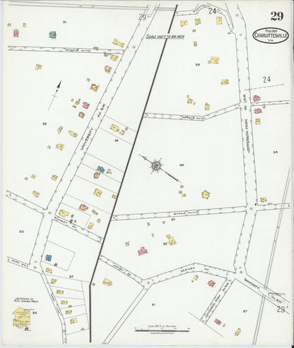 Sanborn Fire Insurance Map from Charlottesville, Independent Cities, Virginia (1920), Sheet #0029 - Complete Map Set gallery image, historic Sanborn map, vintage wall art, Virginia Virginia