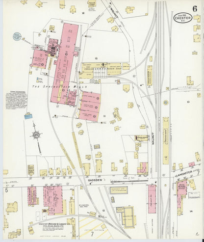 Sanborn Fire Insurance Map from Chester, Chester County, South Carolina (1910), Sheet #0006 - Complete Map Set gallery image, historic Sanborn map, vintage wall art, South Carolina South Carolina
