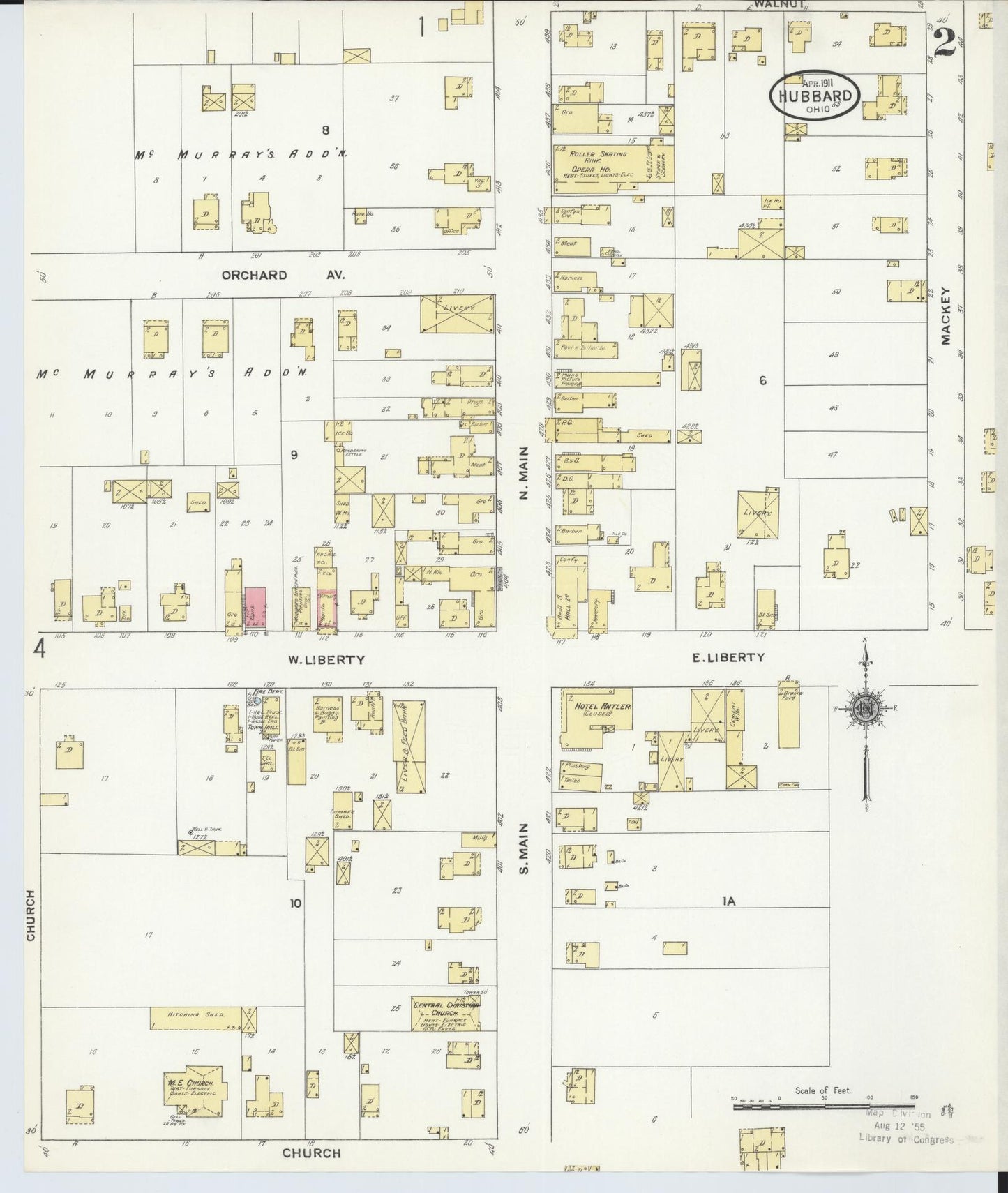 Sanborn Fire Insurance Map from Hubbard, Trumbull County, Ohio (1911), Sheet #0002 - Complete Map Set gallery image, historic Sanborn map, vintage wall art, Ohio Ohio