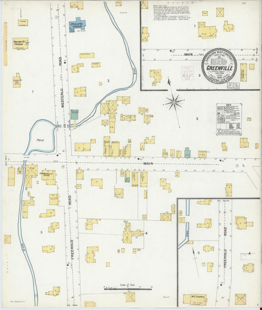 Sanborn Fire Insurance Map from Greenville, Greene County, New York (1903), Sheet #0001 - Historic Sanborn Fire Insurance Map Print, vintage old map wall art, antique decor, genealogy gift, New York New York map