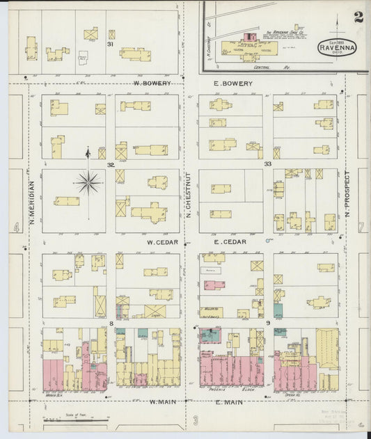Sanborn Fire Insurance Map from Ravenna, Portage County, Ohio (1893), Sheet #0002 - Historic Sanborn Fire Insurance Map Print, vintage old map wall art, antique decor, genealogy gift, Ohio Ohio map