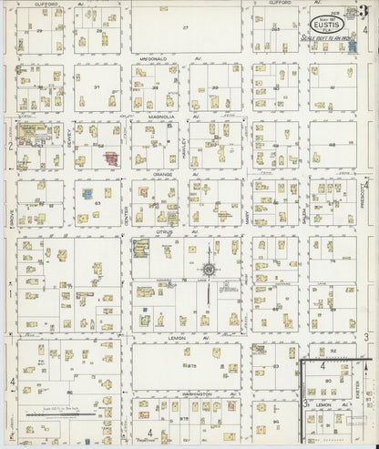 Sanborn Fire Insurance Map from Eustis, Lake County, Florida (1917), Sheet #0003 - Complete Map Set gallery image, historic Sanborn map, vintage wall art, Florida Florida