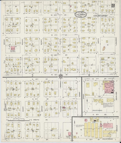 Sanborn Fire Insurance Map from Columbus, Platte County, Nebraska (1914), Sheet #0011 - Complete Map Set gallery image, historic Sanborn map, vintage wall art, Nebraska Nebraska