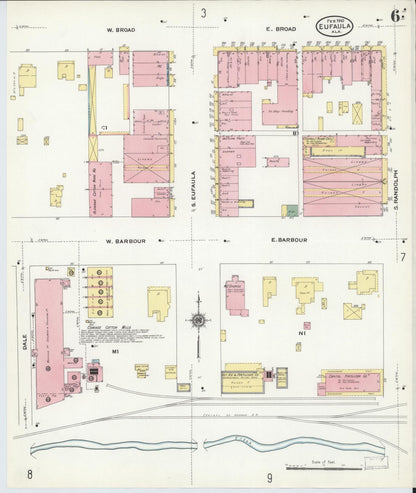 Sanborn Fire Insurance Map from Eufaula, Barbour County, Alabama (1910), Sheet #0006 - Complete Map Set gallery image, historic Sanborn map, vintage wall art, Alabama Alabama
