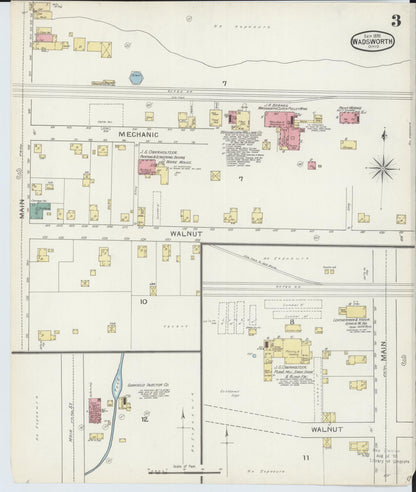 Sanborn Fire Insurance Map from Wadsworth, Medina County, Ohio (1893), Sheet #0003 - Historic Sanborn Fire Insurance Map Print, vintage old map wall art, antique decor, genealogy gift, Ohio Ohio map