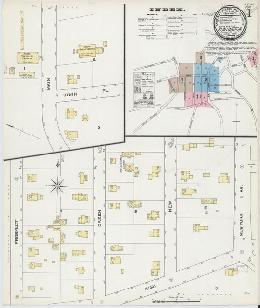 Sanborn Fire Insurance Map from Huntington, Suffolk County, New York (1892), Sheet #0001 - Complete Map Set gallery image, historic Sanborn map, vintage wall art, New York New York