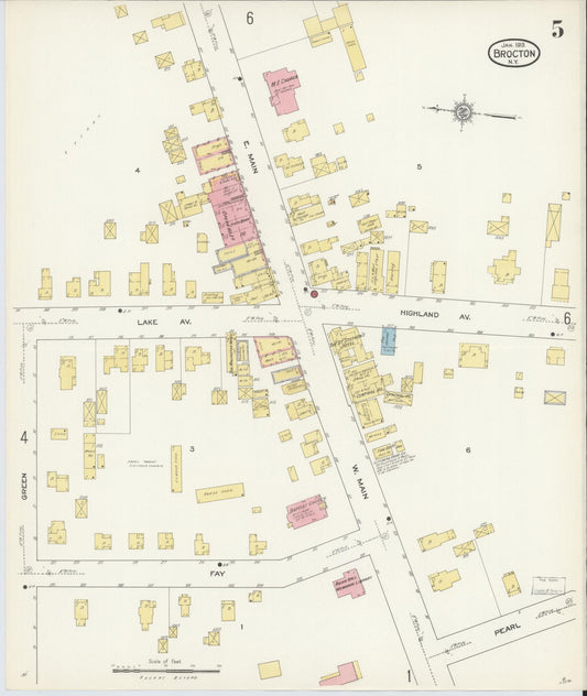 Sanborn Fire Insurance Map from Brocton, Chautauqua County, New York (1913), Sheet #0005 - Historic Sanborn Fire Insurance Map Print, vintage old map wall art, antique decor, genealogy gift, New York New York map