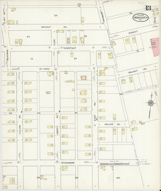Sanborn Fire Insurance Map from Monessen, Westmoreland County, Pennsylvania (1914), Sheet #0013 - Historic Sanborn Fire Insurance Map Print, vintage old map wall art, antique decor, genealogy gift, Pennsylvania Pennsylvania map