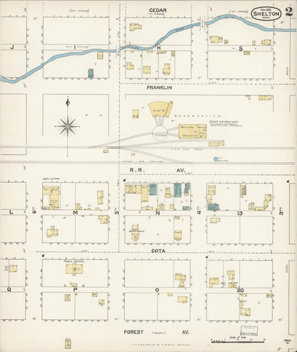 Sanborn Fire Insurance Map from Shelton, Mason County, Washington (1893), Sheet #0002 - Complete Map Set gallery image, historic Sanborn map, vintage wall art, Washington Washington