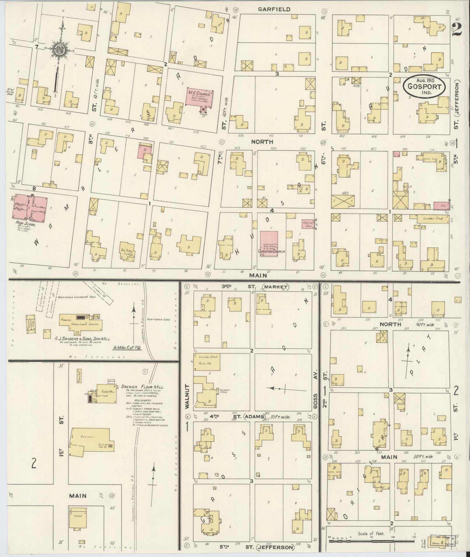 Sanborn Fire Insurance Map from Gosport, Owen County, Indiana (1910), Sheet #0002 - Complete Map Set gallery image, historic Sanborn map, vintage wall art, Indiana Indiana