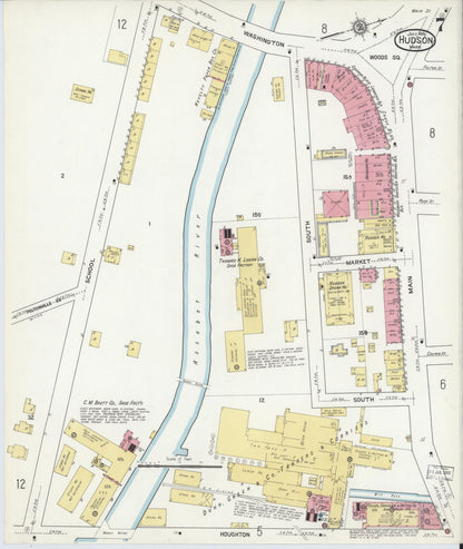 Sanborn Fire Insurance Map from Hudson, Middlesex County, Massachusetts (1916), Sheet #0007 - Complete Map Set gallery image, historic Sanborn map, vintage wall art, Massachusetts Massachusetts