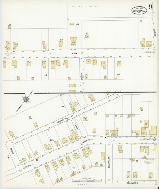 Sanborn Fire Insurance Map from Archbald, Lackawanna County, Pennsylvania (1912), Sheet #0009 - Historic Sanborn Fire Insurance Map Print, vintage old map wall art, antique decor, genealogy gift, Pennsylvania Pennsylvania map