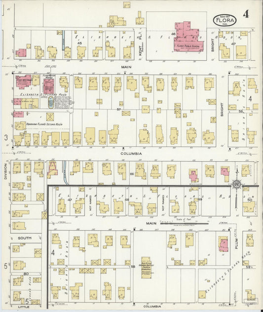Sanborn Fire Insurance Map from Flora, Carroll County, Indiana (1917), Sheet #0004 - Historic Sanborn Fire Insurance Map Print, vintage old map wall art, antique decor, genealogy gift, Indiana Indiana map
