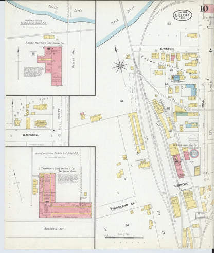 Sanborn Fire Insurance Map from Beloit, Rock County, Wisconsin (1902), Sheet #0010 - Historic Sanborn Fire Insurance Map Print, vintage old map wall art, antique decor, genealogy gift, Wisconsin Wisconsin map