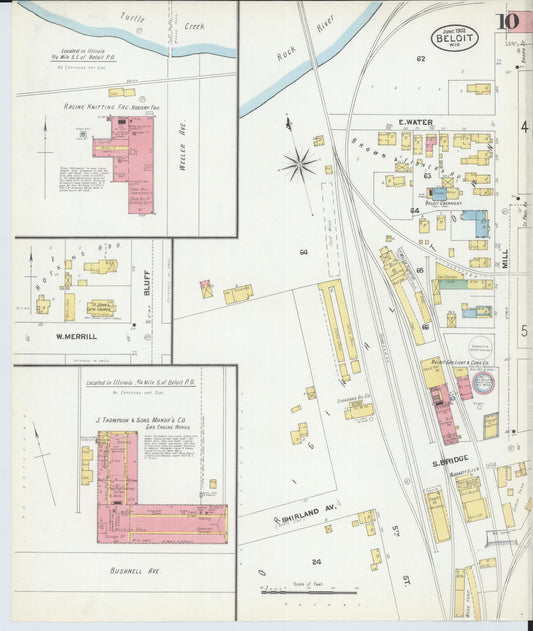 Sanborn Fire Insurance Map from Beloit, Rock County, Wisconsin (1902), Sheet #0010 - Historic Sanborn Fire Insurance Map Print, vintage old map wall art, antique decor, genealogy gift, Wisconsin Wisconsin map