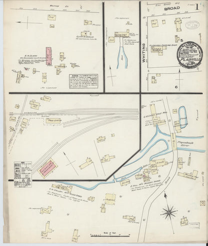Sanborn Fire Insurance Map from Plainville, Hartford County, Connecticut (1884), Sheet #0001 - Complete Map Set gallery image, historic Sanborn map, vintage wall art, Connecticut Connecticut