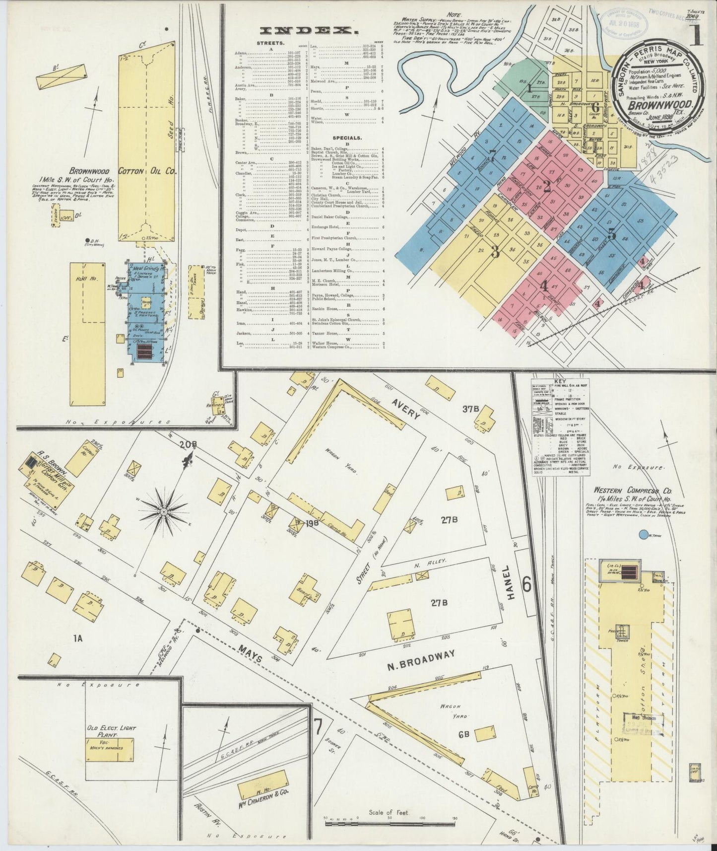 Sanborn Fire Insurance Map from Brownwood, Brown County, Texas. (1898) – Historic Sanborn Fire Insurance Map Print
