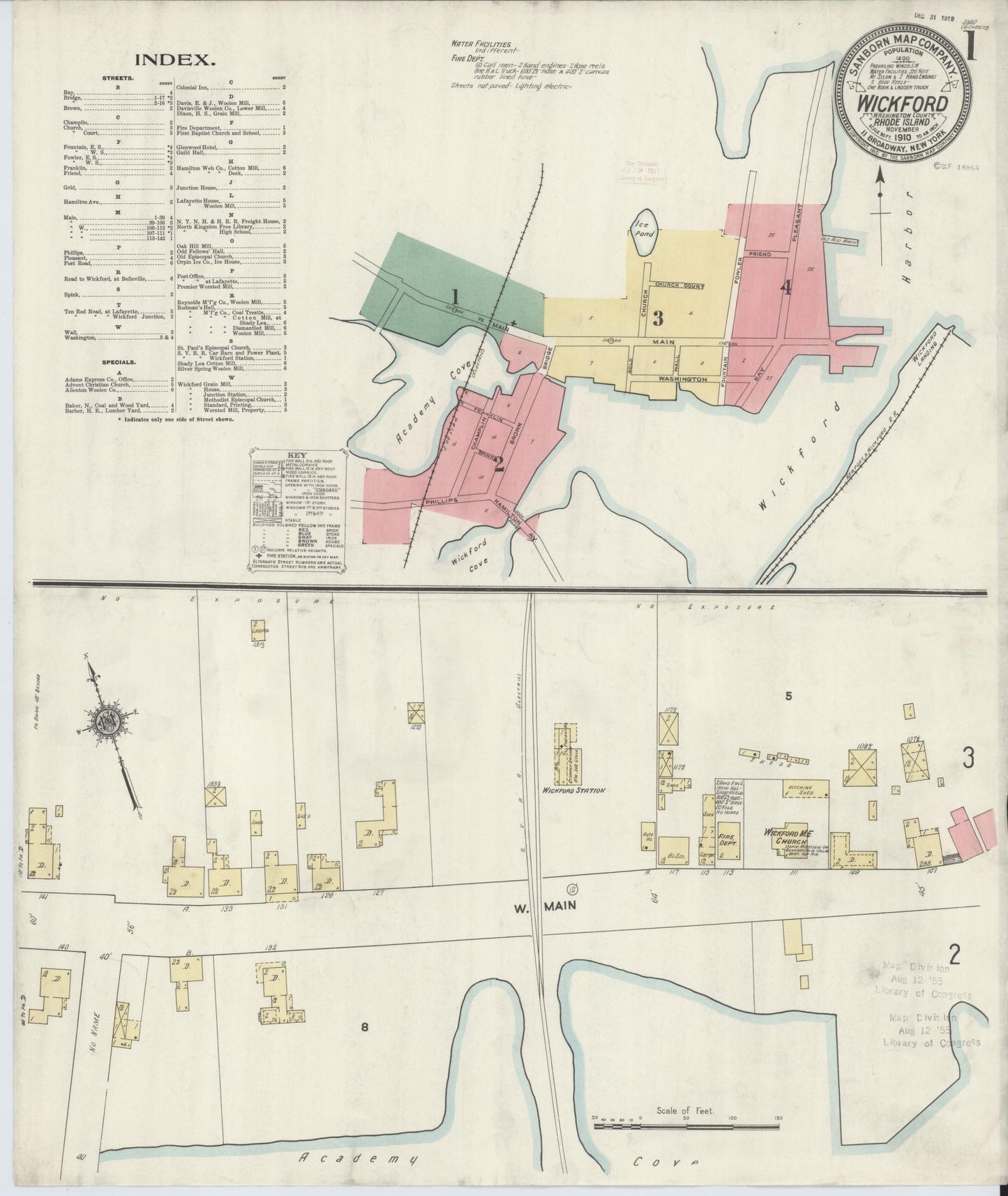 Sanborn Fire Insurance Map from Wickford, Washington County, Rhode Island. (1910) – Historic Sanborn Fire Insurance Map Print