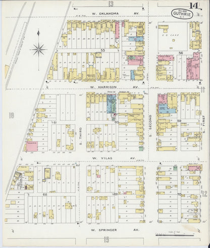 Sanborn Fire Insurance Map from Guthrie, Logan County, Oklahoma (1895), Sheet #0014 - Complete Map Set gallery image, historic Sanborn map, vintage wall art, Oklahoma Oklahoma
