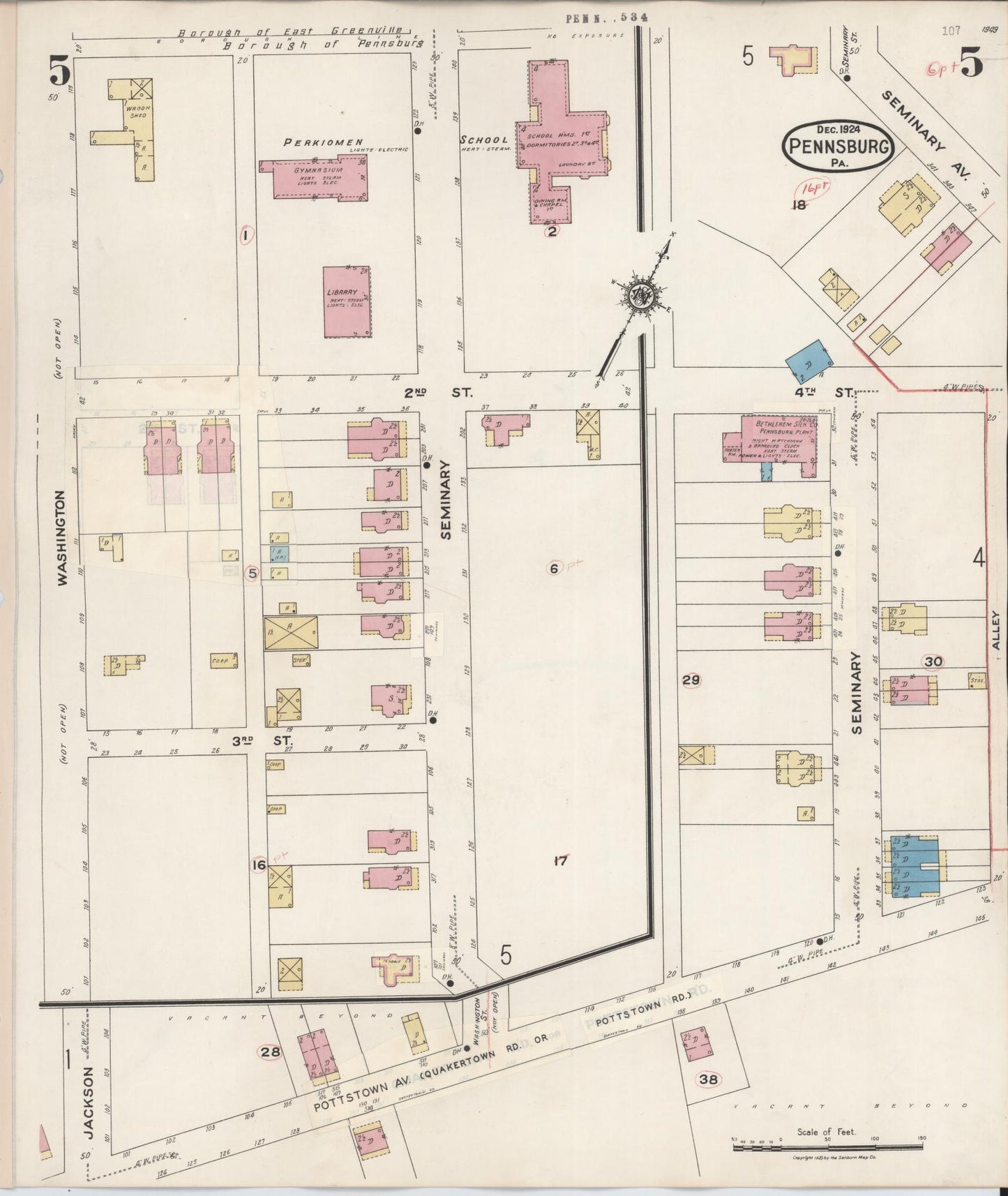 Sanborn Fire Insurance Map from Pennsburg, Montgomery County, Pennsylvania (1933), Sheet #0005 - Complete Map Set gallery image, historic Sanborn map, vintage wall art, Pennsylvania Pennsylvania