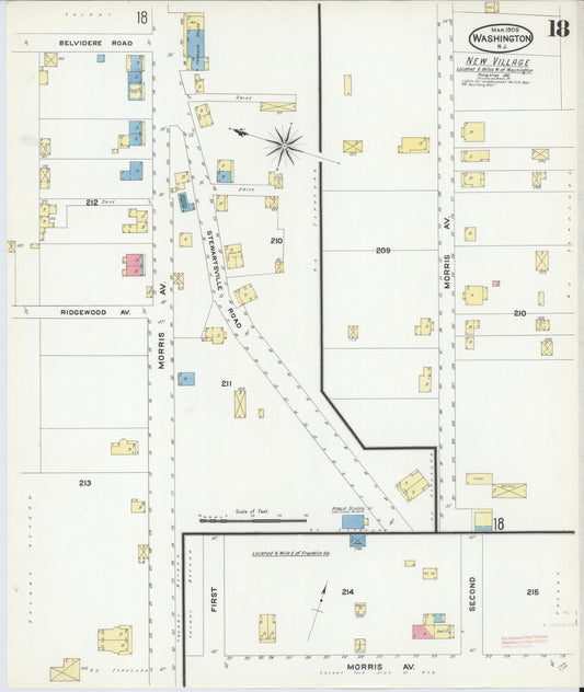 Sanborn Fire Insurance Map from Washington, Warren County, New Jersey (1909), Sheet #0018 - Historic Sanborn Fire Insurance Map Print, vintage old map wall art, antique decor, genealogy gift, Washington Washington map
